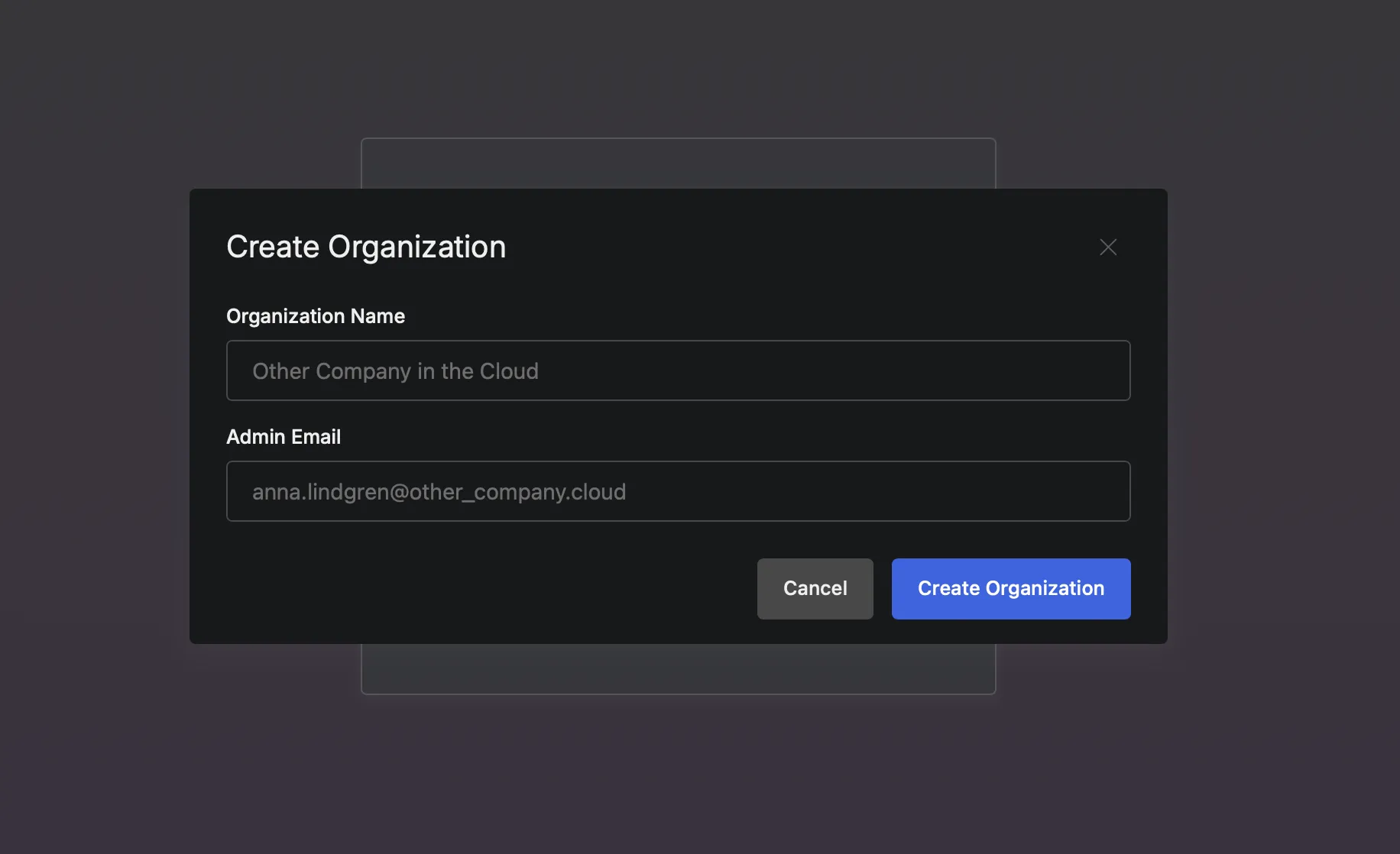 Creating an organization